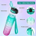 Sports Water Bottle with Straw 1 Litre Leakproof 1000ml with Filter Time Marking BPA Free Tritan Plastic Kids Men Women Cycling Gym Hiking Running. 
