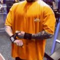 NEW Round Collar Sports T Shirt Oversize Cotton Summer Tee Training Running Shirt Man Streetwear Half Sleeve Men T-Shirt.