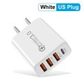 Total 20W Multi Port Wall Charger USB PD Adapter For Xiaomi iPhone 13 12 for Samsung Mobile Phone Plug Charging. 