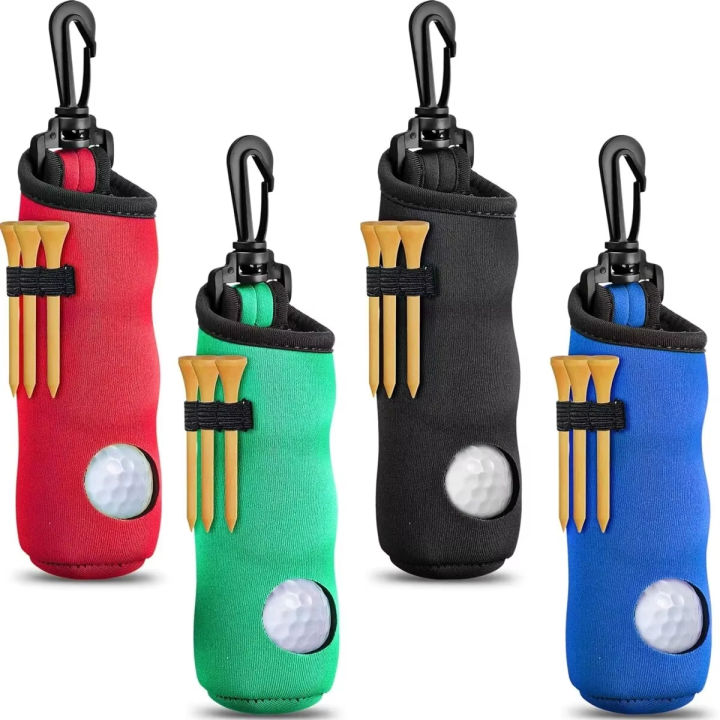 Golf Tee Holder Golf Ball Carry Bag Neoprene Golf Ball Pouch Golf Ball Holder Keychain Belt Clip Portable Golf Accessories