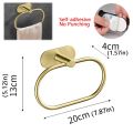 Stainless Steel Towel Holder Self-adhesive Bathroom Towels Rack Black Washhand Hanger Ring Rail Bar Kitchen Storage Accessories. 