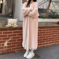 Autumn and winter loose and lazy style open knit coat, thick knee length imitation mink fur long sleeved sweater, warm jacket. 