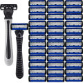 6-Layer Razor Head Manual Shaver , Stainless Steel Classic Double Edge Blade Razor Safety Shaving Beard Moustache Manual Shaver.