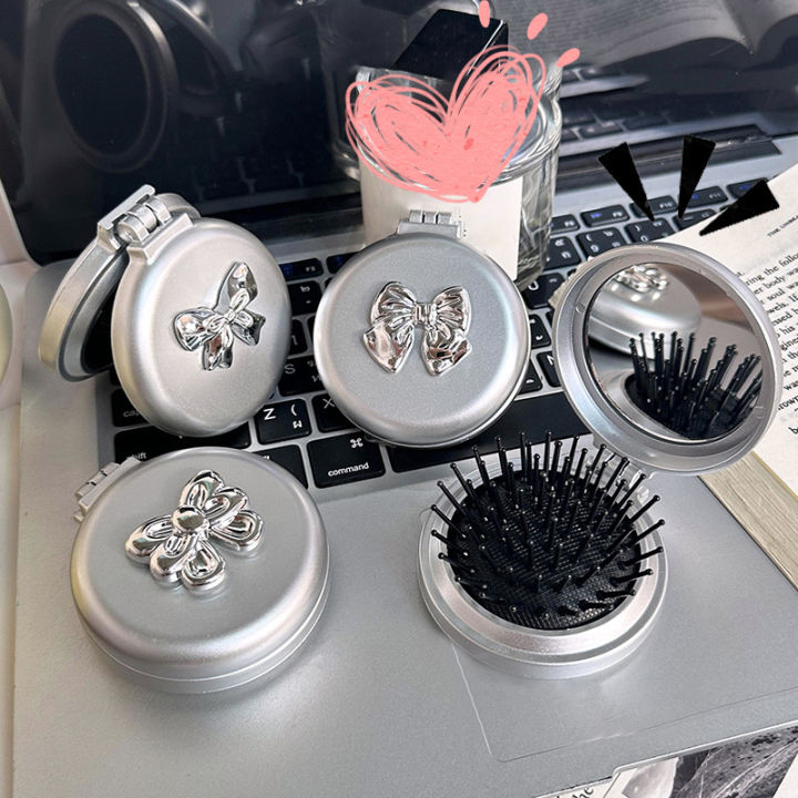 Travel Small Bow Massage Comb Ribbon Bow Folding Air Cushion Comb With ...