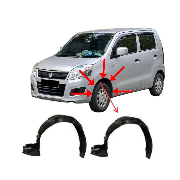 Wagon R Fender shield ( 2 ) pieces Right and left side ( Save your car from Rust ) front both side Black colour Suzuki wagon r