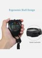 Stopwatch Timer Digital Handheld Black Multi-function Professional Electronic Chronograph Sports Waterproof Stop Watch Including Battery. 