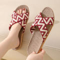 Hemp Casual Women's Slippers Home Flats Spring Summer Luxury Designer Woman Shoes Fashion Indoor Slides Ladies Soft Sole Elegant. 