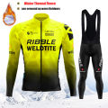 2025 Pro Warm Winter Thermal Fleece Cycling Jersey Sets Men Outdoor Riding MTB Ropa Ciclismo Bib Pants Set Team Cycling Clothing. 