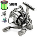 Sougayilang 1000-5000 Series Spinning Reel Aluminum Alloy Double Handle Rocker Max Drag 33LB Fishing Reel with 500m Fishing Line. 