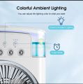 Premium 3 in 1 Desk Colling Fan Spray Fan Quiet Colling Air 3 Gear Wind Adjustment 7 Ambient Light Timer Mute USB Mini Portable Summer Fan Stand Fan Desktop Fan. 