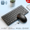 Mini Wireless Keyboard and Mouse Combo | Ultra-Slim Portable 2.4GHz Mini Keyboard & 1600 DPI Adjustable Mouse Set for Laptop, Mobile, PC & Smart TV | Silent Typing - 10M Range - Matte Black - By FunBug. 