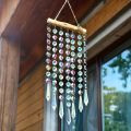 1pc Glass Suncatcher Hanging Crystal Wind Chime with Colorful Glass Bead Chains and Wooden Bead Pendant for Jewelry Making.