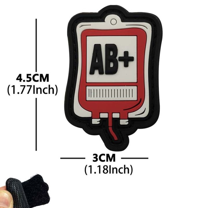 PVC%20%20Emblem%20Blood%20Bag%20Blood%20Type%20Patch%20A+%20B+%20AB+%20O+%20POS%20Tactical%20Badge%20Patches%20with%20Hook%20Loop%20For%20Uniform%20Helmet%20Backpack%20-%20Image%206