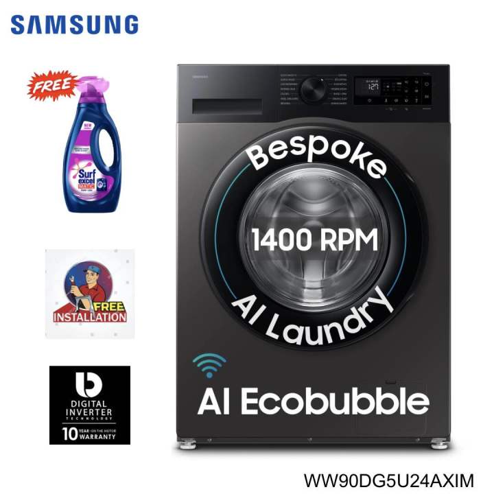 SAMSUNG 9 Kg Washing Machine With AI Eco Bubble WiFi Embedded WW90DG5U24AXIM