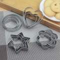 12 Piece Set Stainless Steel Pastry Cookie Biscuit Cutter Cake Muffin Decor Mold Multi functional Tool.