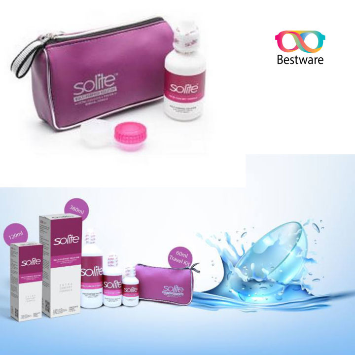 Solite Contact Lenses Travel Kit Solution. Solite lens Solution Travel Kit. Original Solution For your Eyewear Lens. Artificial Lens Solution. Lens Water. Best lens Solution for Comfort And Durability.