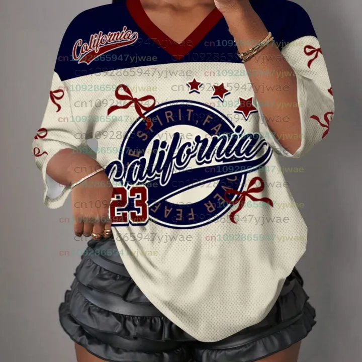 Women%20American%20NO.23%20Print%20Lightweight%20Breathable%20Mesh%20fabric%20V-Neck%20Short%20Sleeved%20%20T-Shirt%20Women%20football%20Jersey%20T-Shirt%20-%20Image%206
