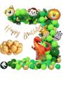 Jungle Theme Birthday Decoration Combo/ Wild Safari Zoo Woodland Animal Foil/Forest Theme Boy,Girl Birthday Party Supplies. 