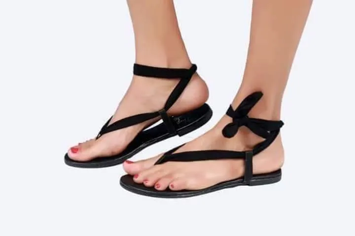 THE LADY Black Tie Up Women Sandals - Stylish, Comfortable