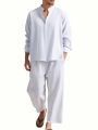Men's Long Sleeve Shirt and Pants Suits Men Beach Wear Tracksuit Solid Color Shirts Sweatpants Hawaiian Vacation Men's Clothing. 