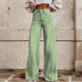 Women Bootcut Jeans Fashion Trendy Color Striped Wide Leg Straight Leg Mopping Pants Casual Street Style All-Match Denim Pants.