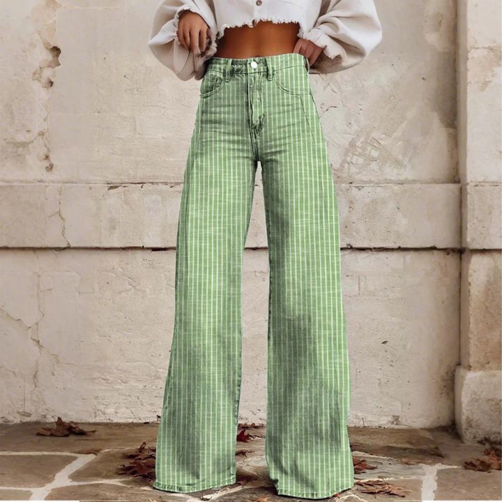 Women%20Bootcut%20Jeans%20Fashion%20Trendy%20Color%20Striped%20Wide%20Leg%20Straight%20Leg%20Mopping%20Pants%20Casual%20Street%20Style%20All-Match%20Denim%20Pants%20-%20Image%203
