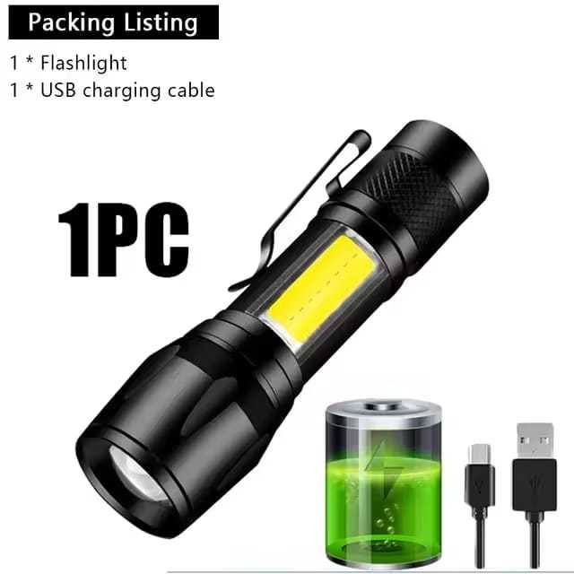 Mini Led Flash Zoomable Metal COB Flash Light Torch| Mini LED Flash Light ...