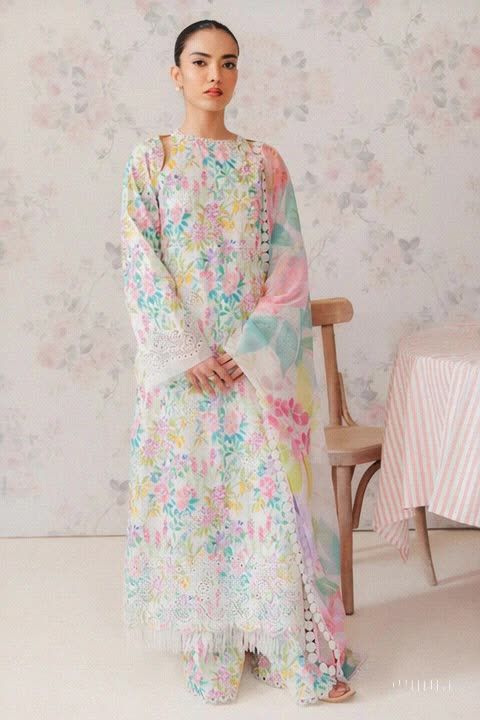 Unstiched 3 Pcs Printed Shalwar Kameez with duppatta Article Fabric Blended Lawn Available on Daraz