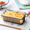 1PC Creative rectangular French fries basket Snack basket Fried food container with handle Western restaurant snack basket.