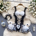 Maid Outfit Maid Dress Cosplay Sweet Classic Apron Maid Costume with  Headwear Bodysuit. 