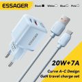Essager 20W GaN USB Type C Charger PD Fast Charge Phone QC 3.0 Quick Chargers For iPhone 14 13 12 11 Pro Max Mini iPad Charging. 