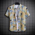 Men's Summer Short Sleeve Printed Shirt Thin Beach Shirt Men's Clothing Turtle Neck Polo  Shirt for Men Casual Top. 