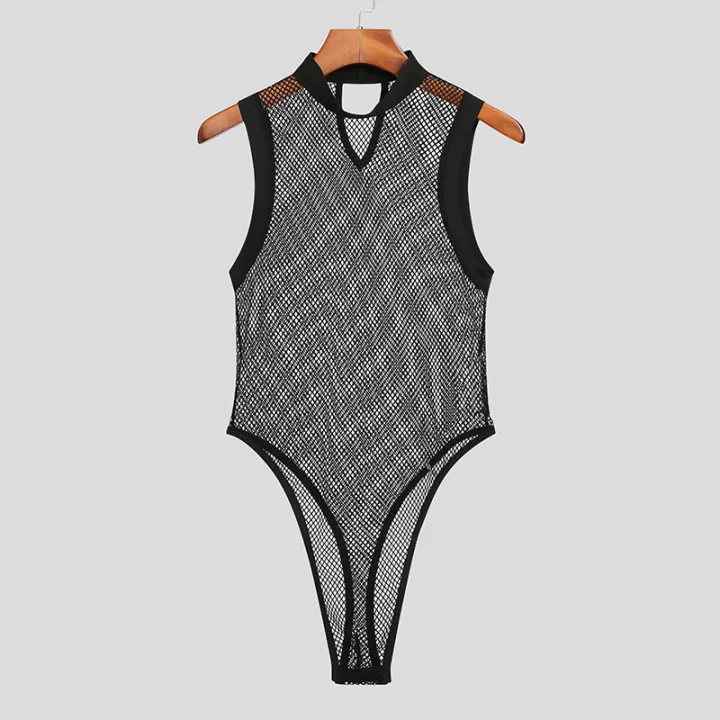 INCERUN%202023%20Men%20Bodysuit%20Mesh%20Patchwork%20See%20Through%20%20Sleeveless%20Thin%20Rompers%20Underwear%20Skinny%20Fashion%20Male%20Bodysuits%20S-5XL%20-%20Image%207