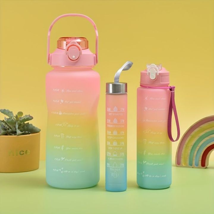 Pack%20Of%203%20Large%20Water%20Bottles%20Motivational%20Drinking%20Bottle%20Sports%20Straw%20Bottles%20With%20Time%20Marker%20Plastic%20Cups%20Outdoor%20-%20Image%203
