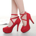 2024 Summer Outdoor Dress Ankle Strap Bukle Strap Women's Pumps Round Toe Thin Heel Shoes for Women High Heel Shallow Shoes. 