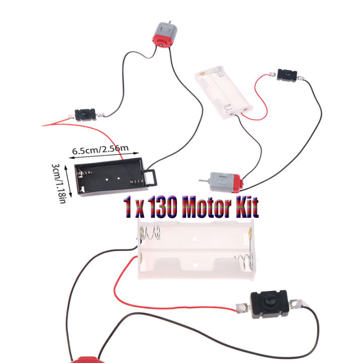 Single Use Motor Kit 1PCS Black White 130 Motor Kit With 2xAA Battery Storage Case And ...