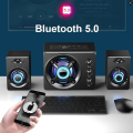 HIFI 3D Stereo Speakers Colorful LED Heavy Light AUX USB Wired Wireless Bluetooth Audio Home Theater Surround Sound Bar TV. 