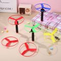Kid Sports Pull Line Saucer Toys Children Outdoor Fun Rotating Flying Helicopter Processing Toy for Parks Beach.