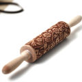Arjmide 35X4.5CM European Retro Flower Window Grilles Deep Engraved Wooden Embossed Cookies Rolling Pin for Baking 3D Mold ZM006. 