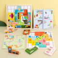 DIY Wooden Blocks Board 3D Cognitive Animal Traffic Montessori Sensory Game Educational Toys For Children Kids. 