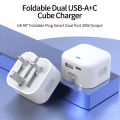 PD20W Dual Port USB-A + Type-C Fast Charger, Smart Fast Wall Charger Adapter with Multi-Protection for iPhone.