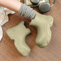 Rain Shoes Women's Waterproof, Non-slip Mid-welly Boots Thick Soles Increase Wear and Deodorant Water Shoes. 