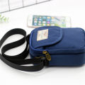 Simple men's crossbody bag in solid color multi-layer zipper nylon single shoulder mobile phone bag daily wallet replacement.