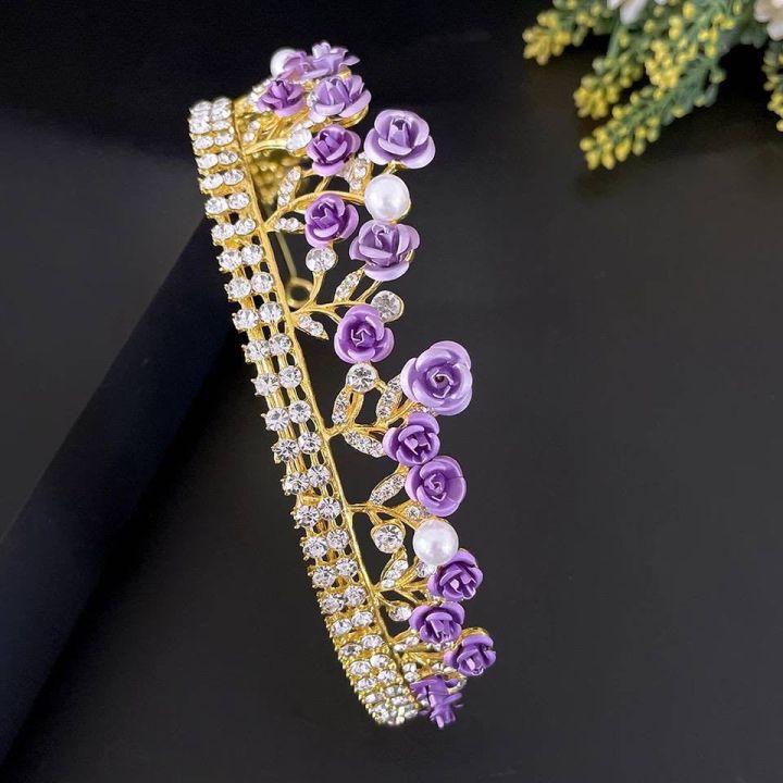 Purple%20Rose%20Rhinestone%20Crown%20%20Crystal%20Wedding%20Bridal%20Tiara%20Crown%20Rhinestone%20Headbands%20Hair%20Hairband%20-%20Image%207