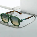 Trendy Retro Literary Modern Double Bridge Square Frame Sunglasses Fashionable Car Sunglasses 6125.
