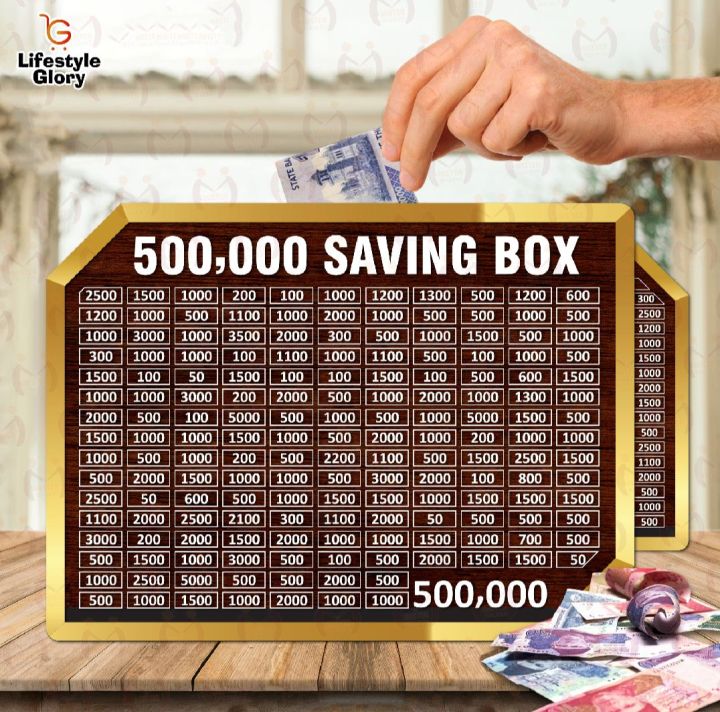 Target Saving Table 500,000 PKR Target Wooden Money Saving Box – Daily Chart for Kids ...