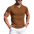 New Summer Polo Men Solid Stripe Fitness Elasticity Short Sleeve Polo Shirts for Men Fashion Stand Collar Mens Shirts. 