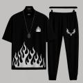 New Arrivals Multicolor 2 Piece Printed track suit for men summer– Premium T-Shirt and Trouser Set. 