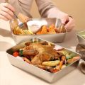Stainless Steel Rectangle Tray Large Capacity Metal Food Serving Plate Rice Noodle Pan Home Lunch Bento Dishes Storage Organizer. 