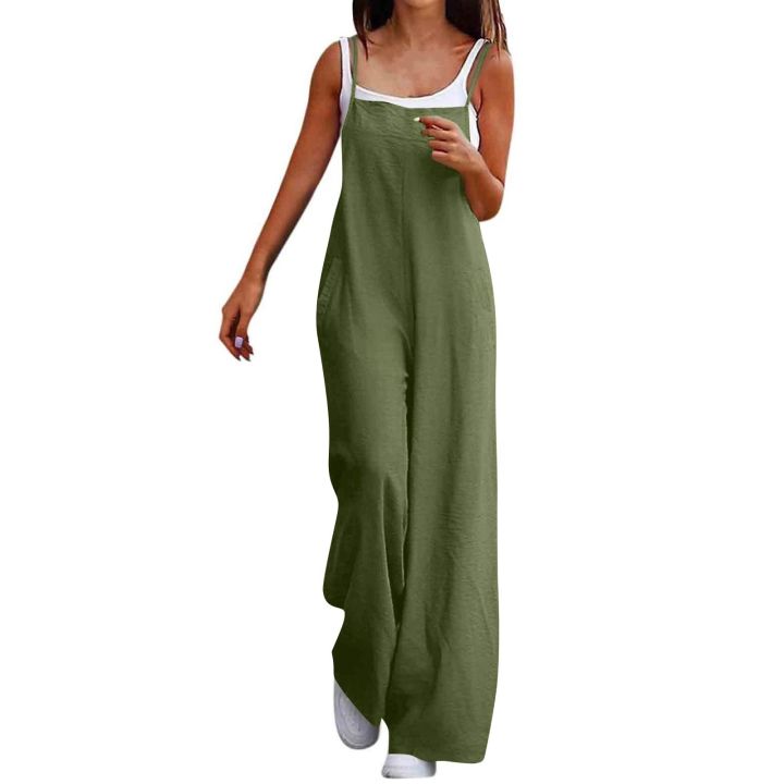 Women'S%20Casual%20Loose%20Jumpsuit%20Linen%20Breathable%20And%20Comfortable%20Simple%20Shoulder%20Strap%20Jumpsuit%20Summer%20Fashion%20Streetwear%20-%20Image%204